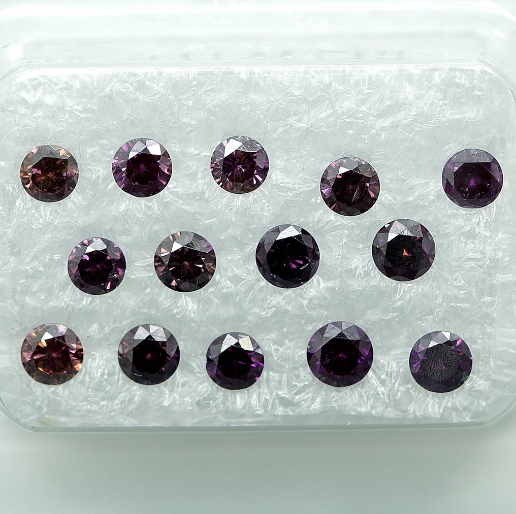 14 pcs Διαμάντι  (Επεξεργασμένου χρώματος)  - 1.05 ct - VS1, I1 - Gem Report Antwerp (GRA) #1.0