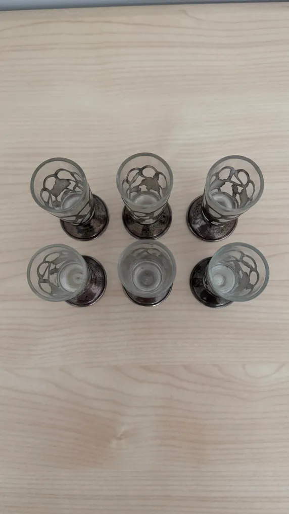 饮水玻璃杯 (6) - 银 - 6 只银色酒杯 #2.1