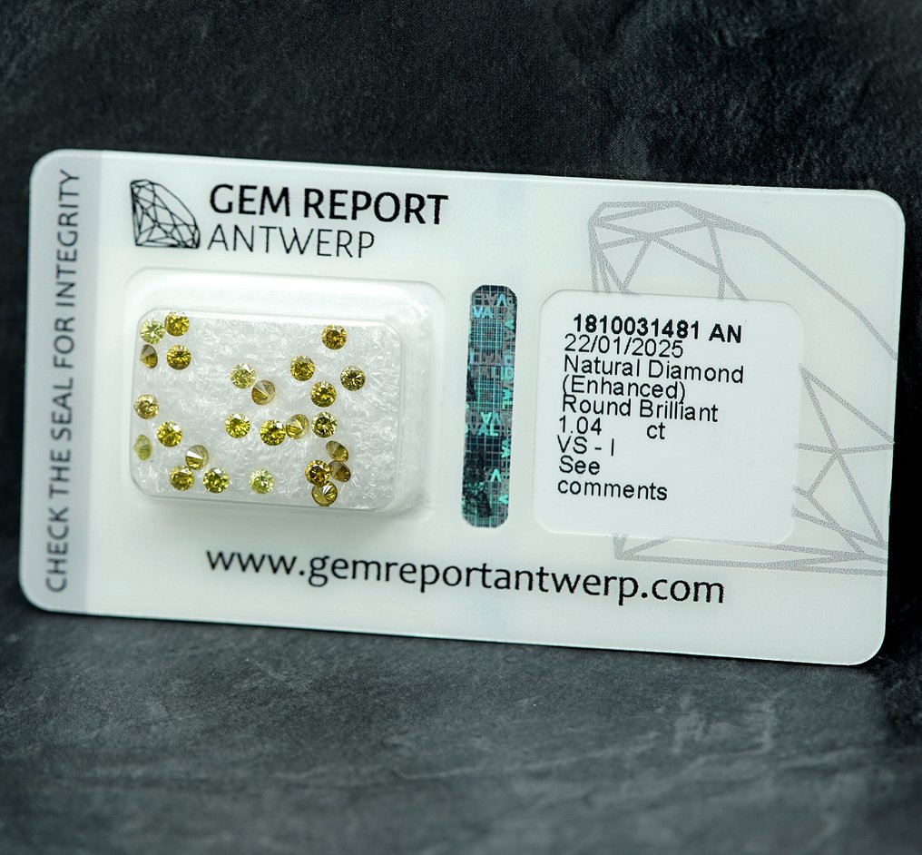 25 pcs Diamant (Farvebehandlet) - 1.04 ct - VS1, I1 - Gem Report Antwerp (GRA) #4.3