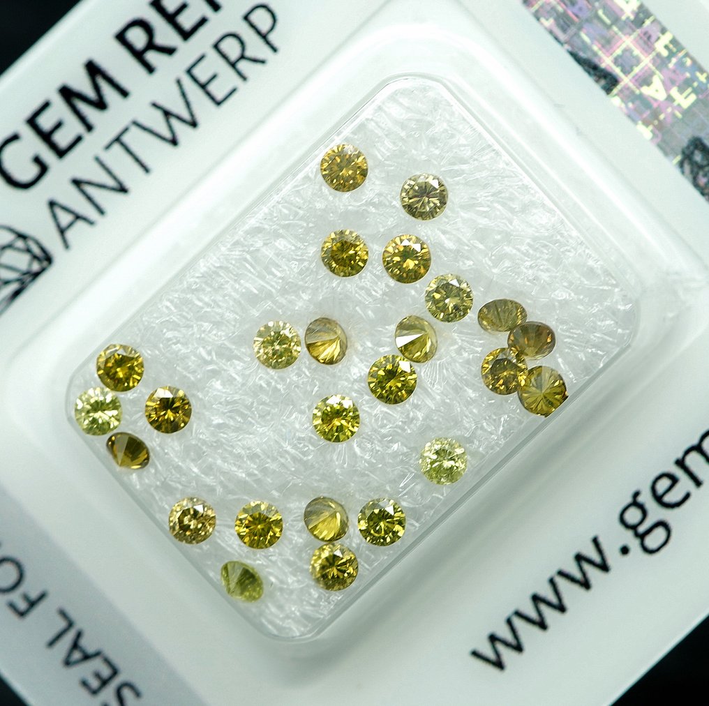 25 pcs Diamant (Farvebehandlet) - 1.04 ct - VS1, I1 - Gem Report Antwerp (GRA) #3.2