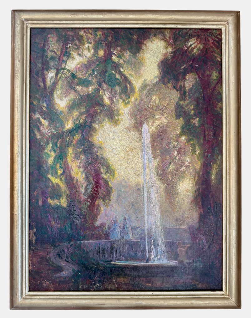 Numa-François Gillet (1868-1940) - Symbolist Painting of Ladies by a Fountain #1.0