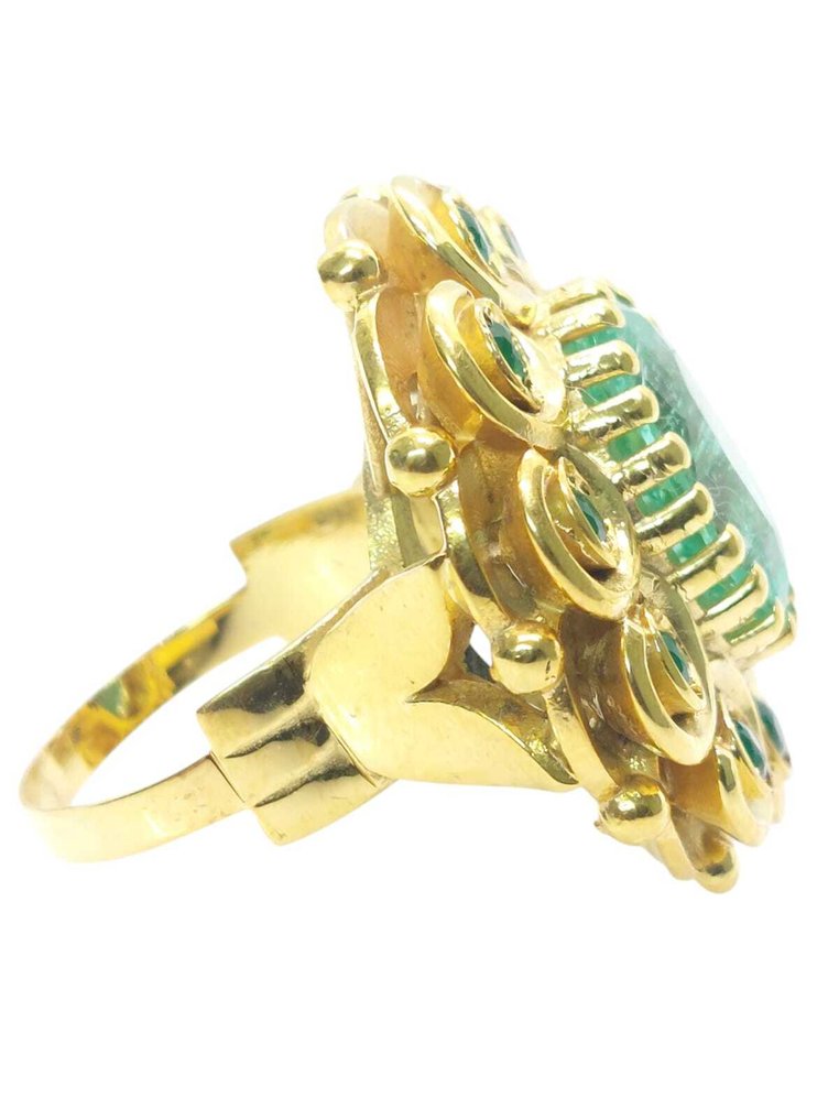 没有保留价 - 戒指 - 9 kt. 黄金 -  7.00ct. tw. 祖母绿 - 祖母绿 #4.3