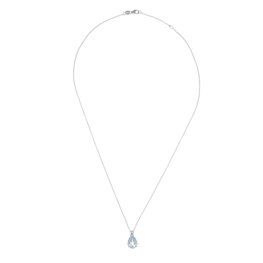 Collier avec pendentif - 18 carats Or blanc -  1.98ct. tw. Aigue-marine - Diamant #3.2