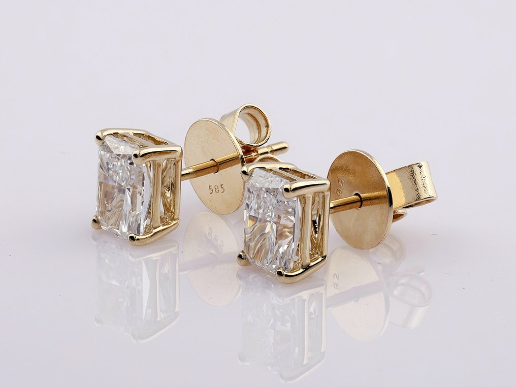 Ingen mindstepris - Øreringe - 14 karat Gulguld - 2.09ct. tw. Diamant (Laboratoriedyrket) #4.3