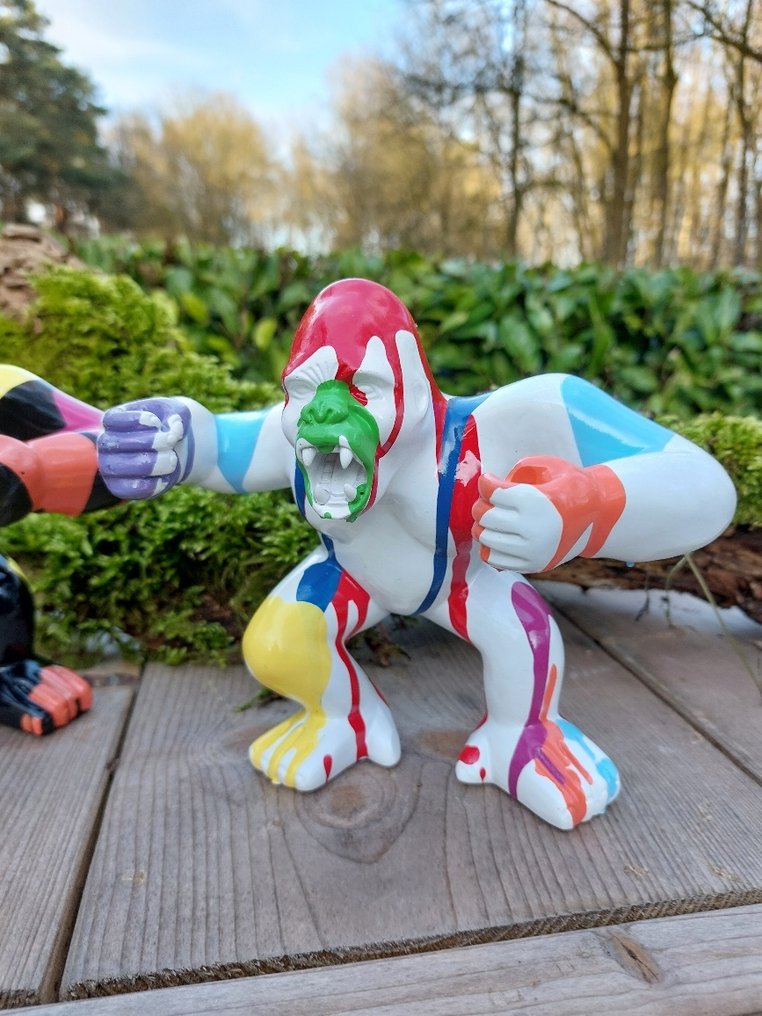 Statue, set of 2 roaring monkeys fine paint finish - 16 cm - polyresin #3.2