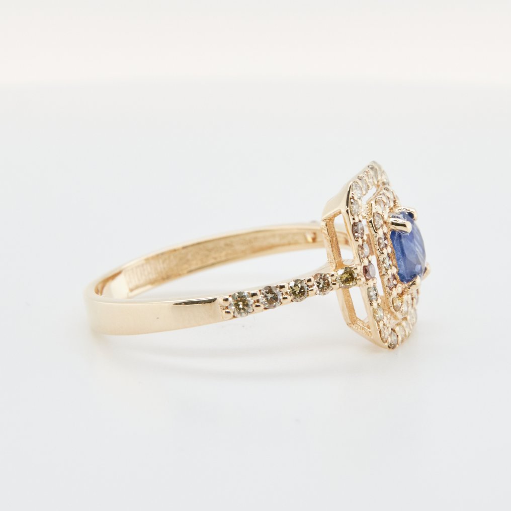 Sem preço de reserva - Anel 14 nós. -  1.12ct. tw. Safira - Diamante #2.1