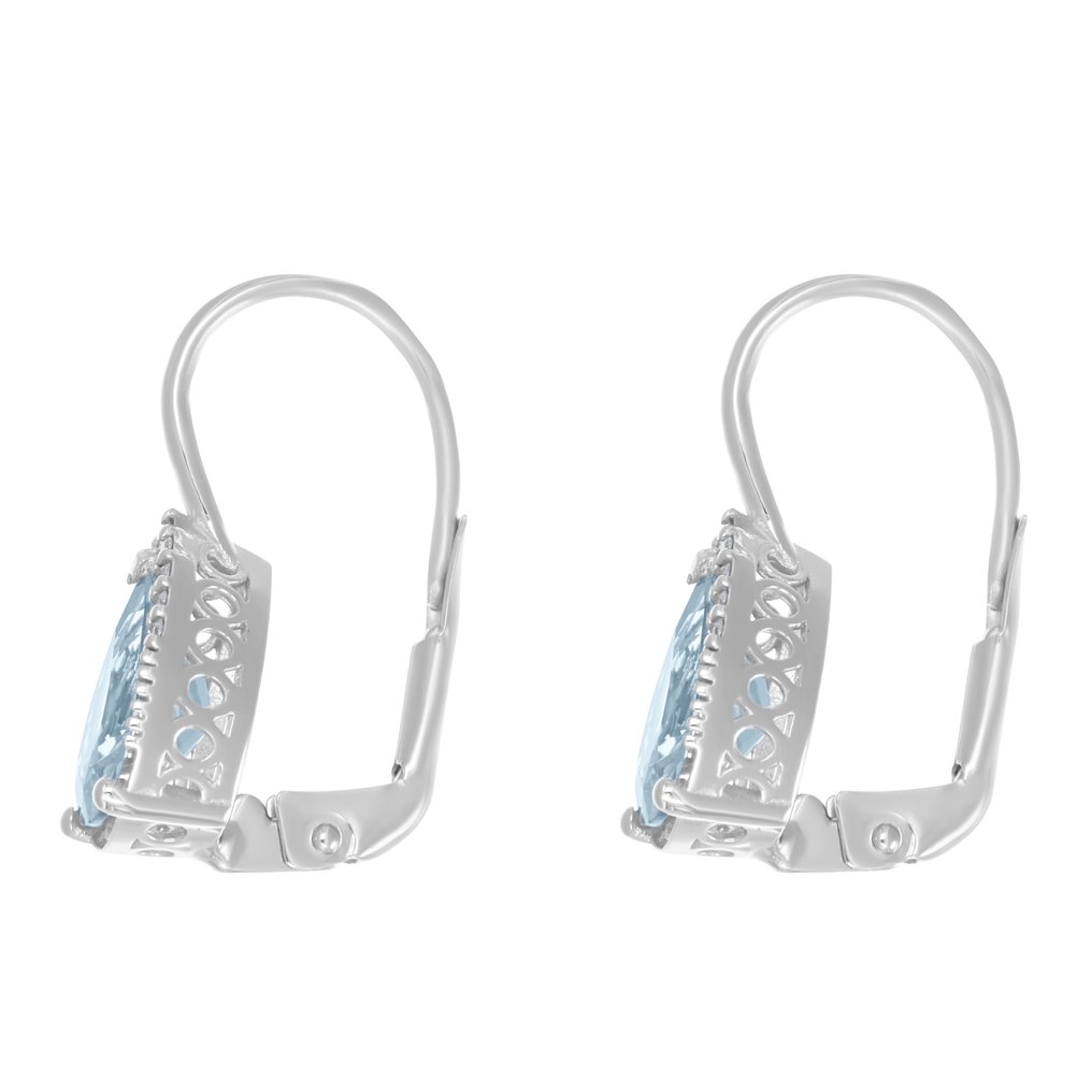Σκουλαρίκια - 18 καράτια Λευκός χρυσός -  2.28ct. tw. Ακουαμαρίνης - Διαμάντι #2.1