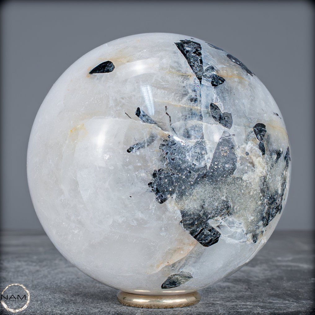 Φυσικό μαύρο Tourmaline AAA+++ σε Quartz. Σφαίρα, Βραζιλία- 907.76 g #2.1