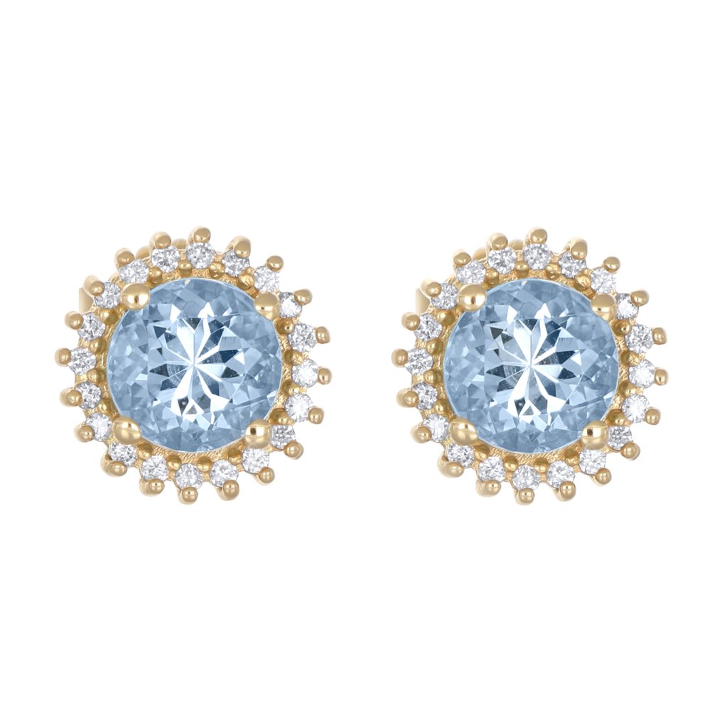 Drop fülbevaló - 18 kt. Sárga arany -  1.79ct. tw. Akvamarin - Gyémánt #1.0