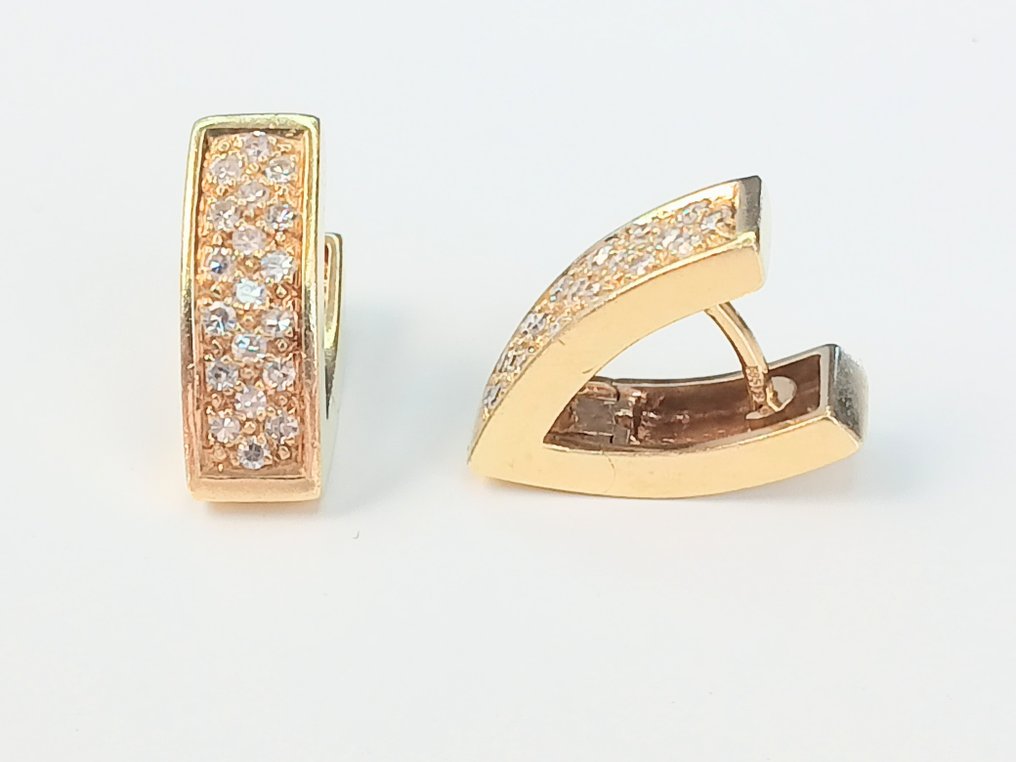 Drop fülbevaló - 14 kt. Sárga arany - 0.55ct. tw. Gyémánt (Természetes) #2.1