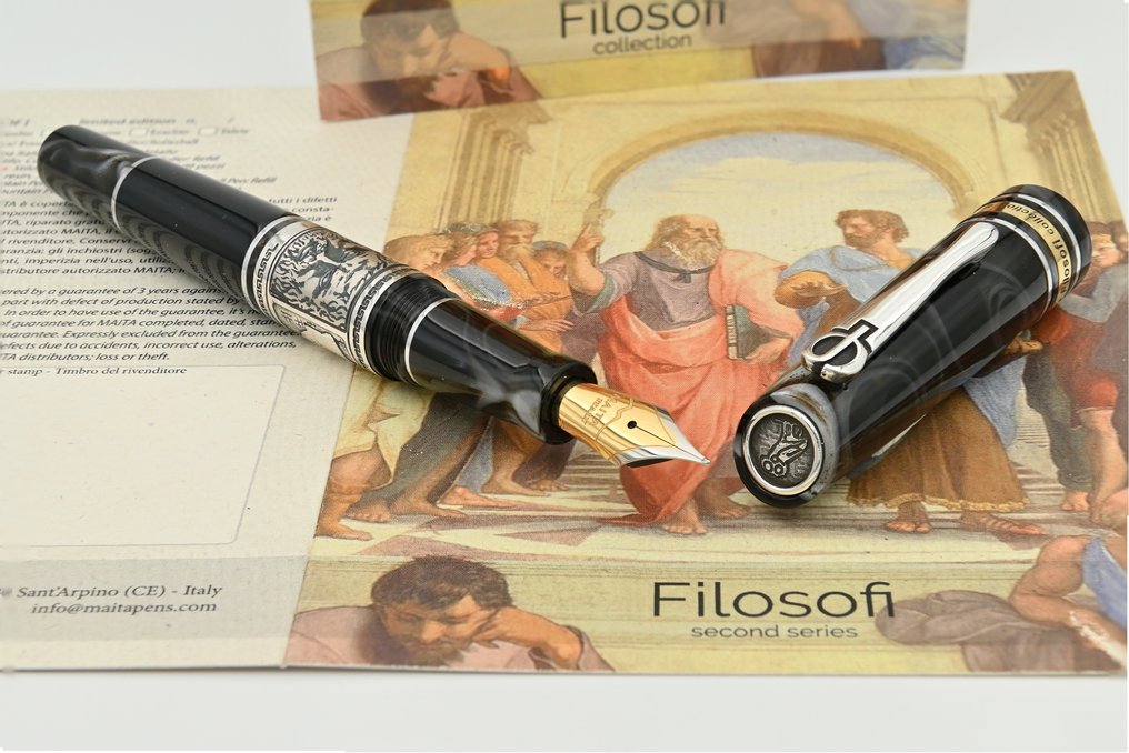 Maita - Collezione Filosofi: Platone | Edizione Limitata a 100 esemplari in resina italiana e argento - Fountain pen #1.0