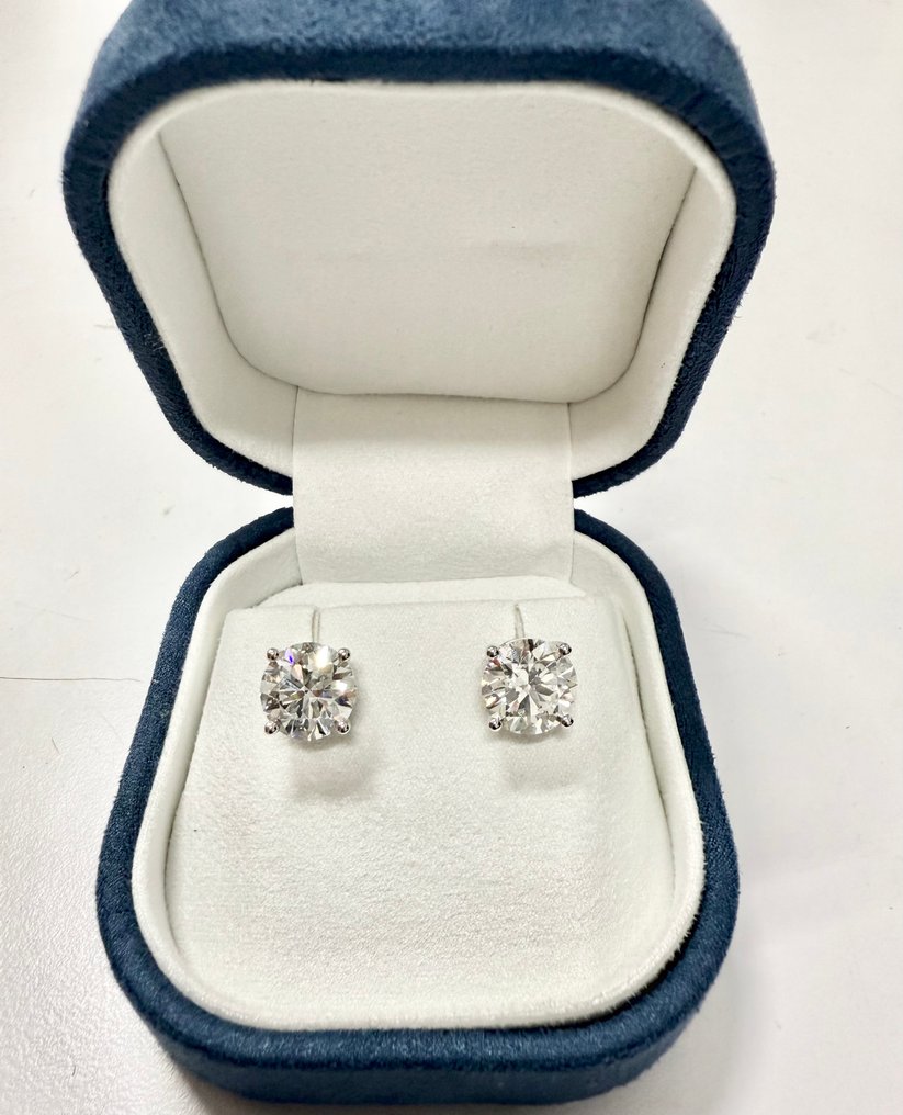 Σκουλαρίκια - 18 καράτια Λευκός χρυσός -  6.16ct. tw. Διαμάντι (Εργαστηριακής καλλιέργειας) #1.0