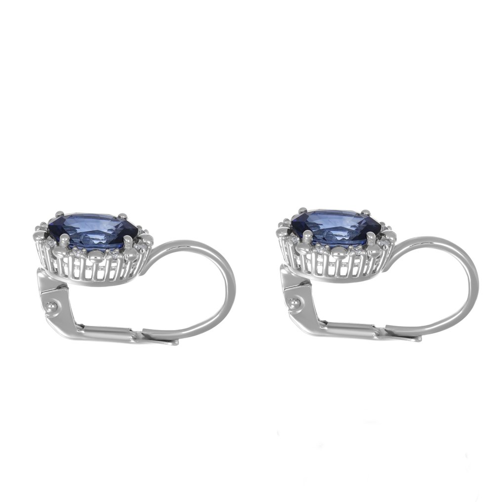 Σκουλαρίκια - 18 καράτια Λευκός χρυσός - 3.54ct. tw. Ζαφείρι - Διαμάντι #4.3