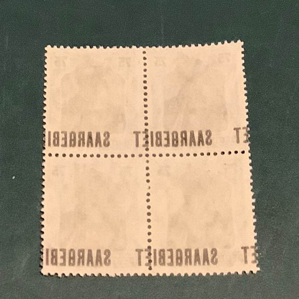 萨尔盆地领土 1920 - 75分德国普发票,带偏移印刷:ET-SAARGEBI,带有Haslau BPP证书复制件(25/26和35/36) - Michel 40 a #3.2