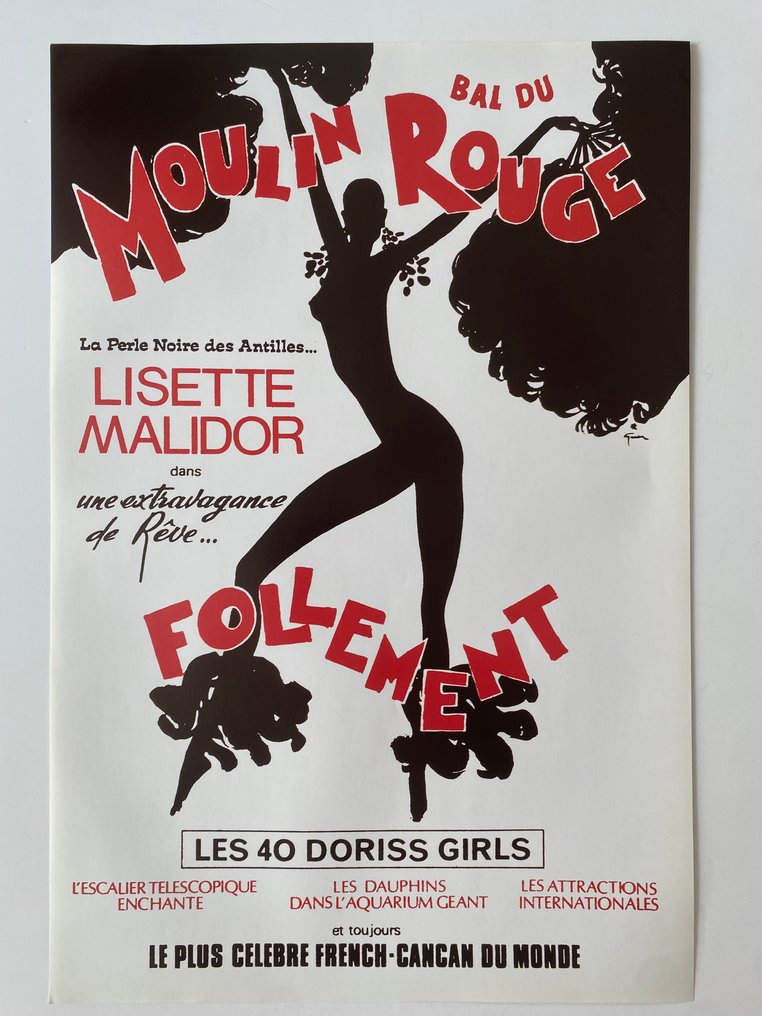 René Gruau - BAL DU MOULIN ROUGE - FOLLEMENT - 1980-luku #1.0