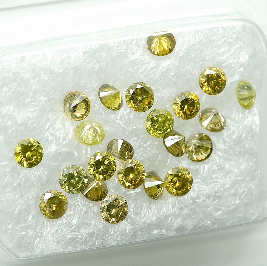 22 pcs 钻石 (经彩色处理) - 1.02 ct - VS1 轻微内含一级, I1 内含一级 - 安特卫普宝石报告(GRA) #2.1