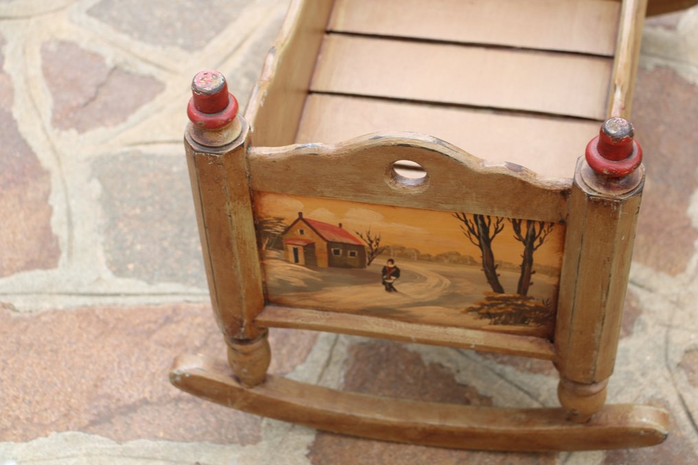 Erzgebergte: poppenwieg, circa 1880-1900 - Culla - Legno - hout, dipinto a mano #2.1
