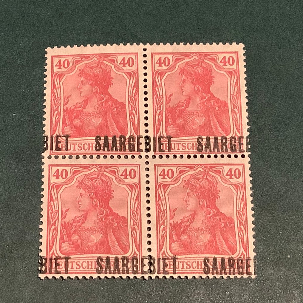 Έδαφος της λεκάνης Σάαρ 1920 - 40Pf Γερμανία με μετατοπισμένο τύπωμα BIET -SAARGE - φωτοπιστοποιητικό Haslau (47/48 και 57/58) - Michel 48 #1.0