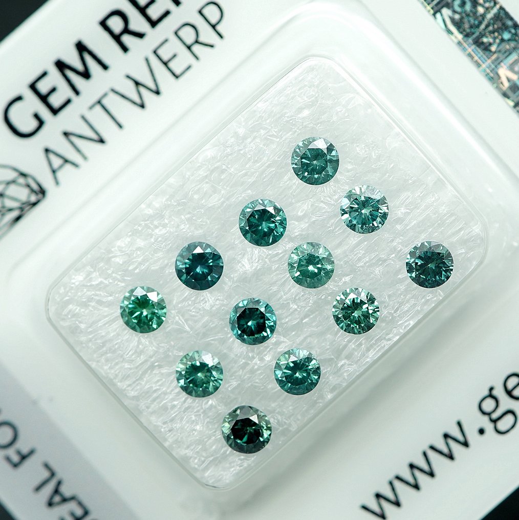 12 pcs Diamond (Colour-treated) - 1.01 ct - VS1, I1 - Gem Report Antwerp (GRA) #2.1