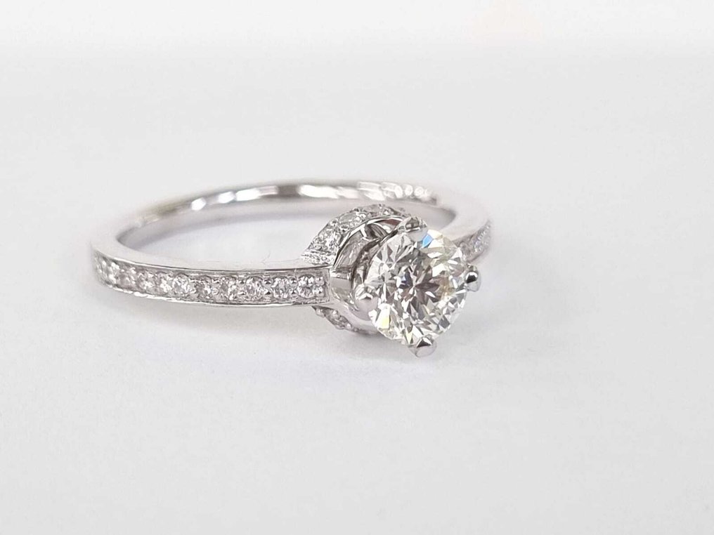 订婚戒指 - 18K包金 白金 -  0.81ct. tw. 钻石 (天然) - 钻石 #1.0