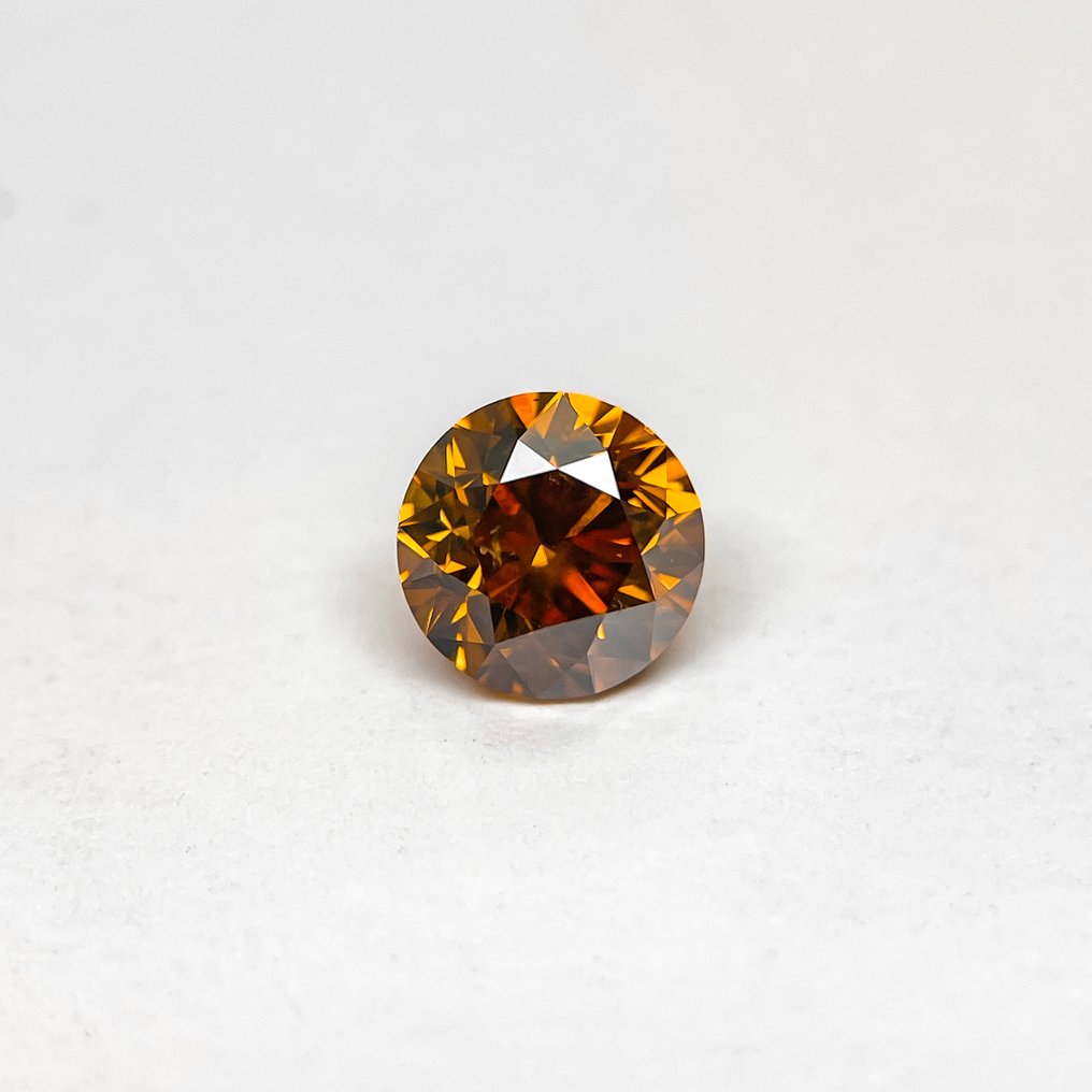 1 pcs 钻石 (天然色彩的) - 1.00 ct - 圆形 - Fancy deep 稍帶黄色的 橙色 - SI2 微内含二级 - 美国宝石研究院(GIA) #1.0