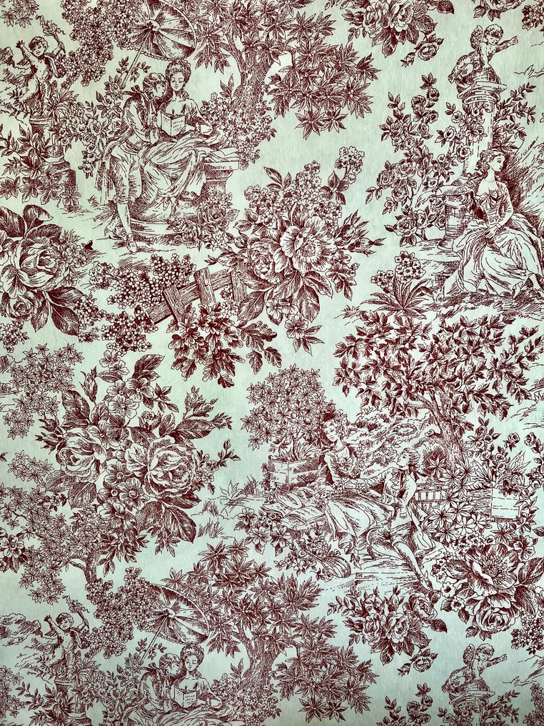 Double width red toile de jouy fabric for decoration and upholstery. - Textile  - 500 cm - 280 cm #4.3