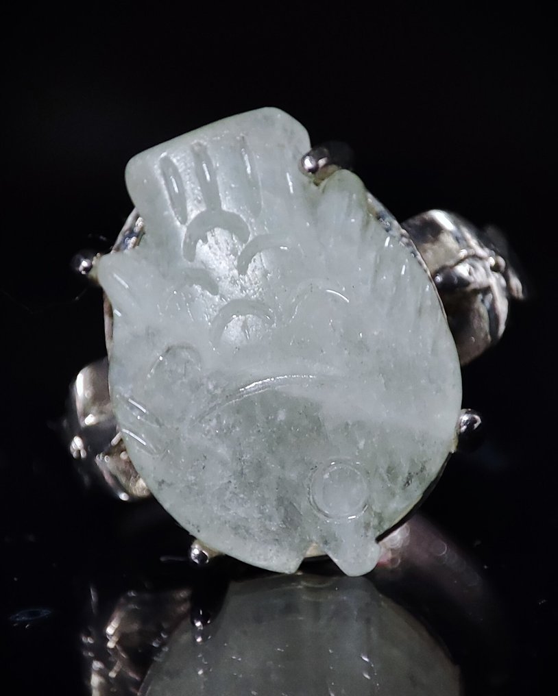 Πολύ όμορφο σπάνιο φυσικό ακουαμαρίνα δαχτυλίδι από ασήμι 925 με δωρεάν αποστολή - Δαχτυλίδι #4.3