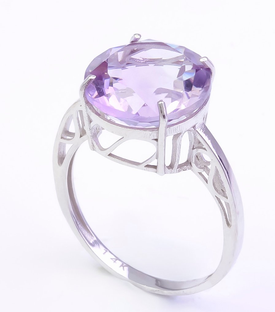 χωρίς τιμή ασφαλείας - Δαχτυλίδι - 14 καράτια Λευκός χρυσός Αμέθυστος #1.0