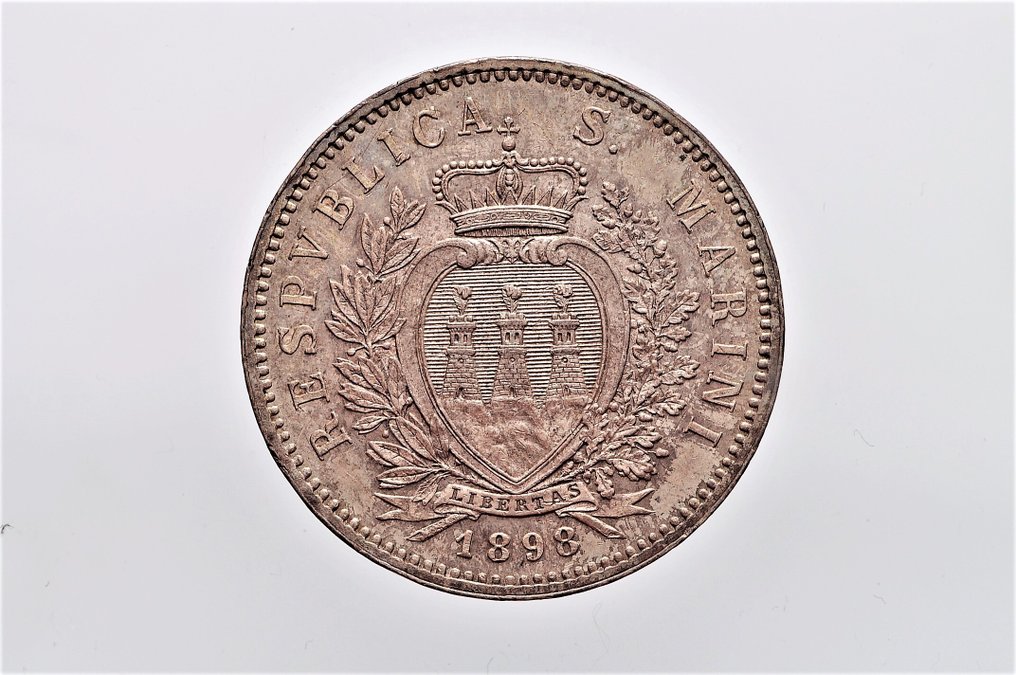 聖馬力諾. 5 Lire 1898 - 1° tipo #1.0