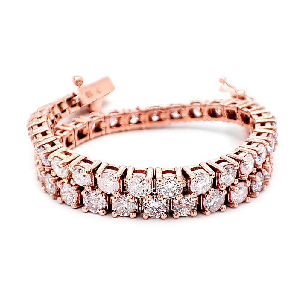 手鈪 - 14 克拉 玫瑰金 -  5.46ct. tw. 粉紅色 鉆石 (天然彩色) - IGI 证书 #1.0