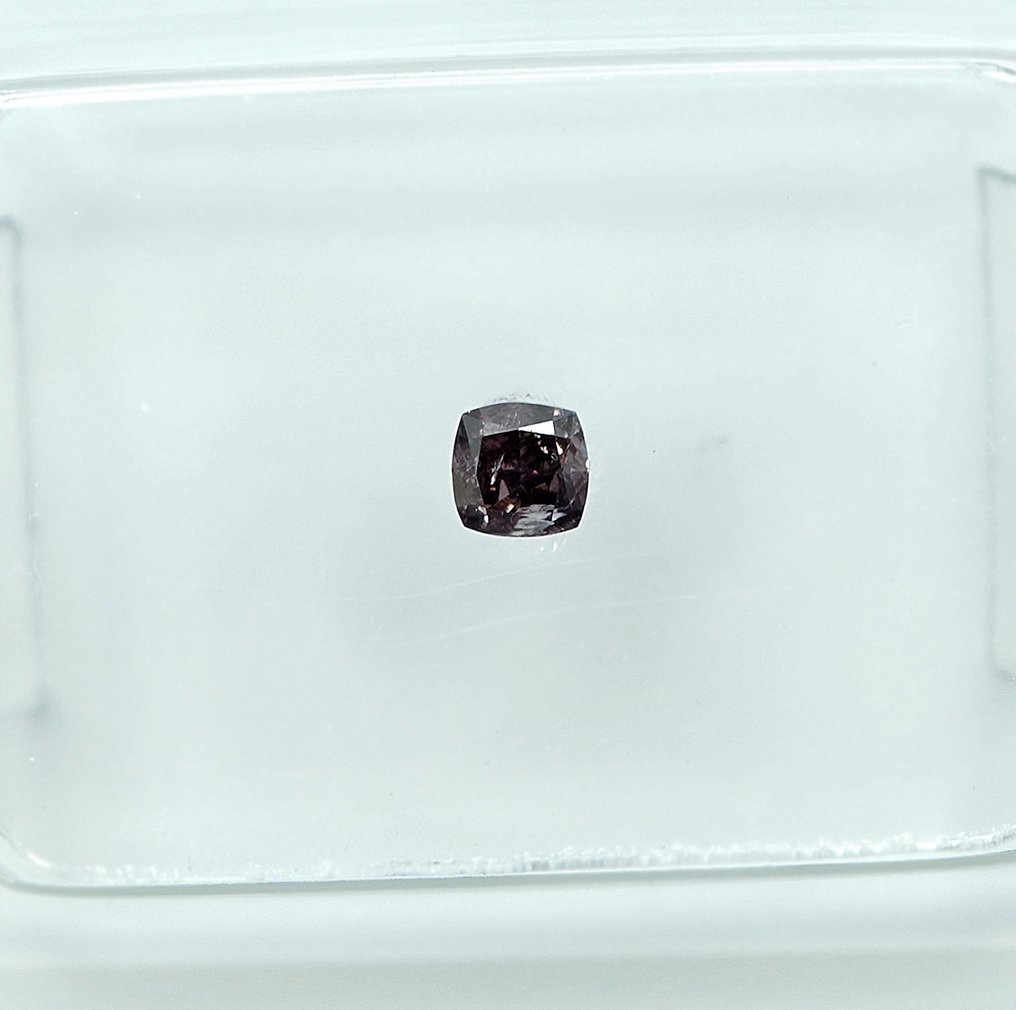 1 pcs Timantti  (Luonnonvärinen)  - 0.11 ct - Fancy deep Rusehtava Vaaleanpunainen - I1 - Jalokivitodistus, Antwerpen (GRA) #1.0