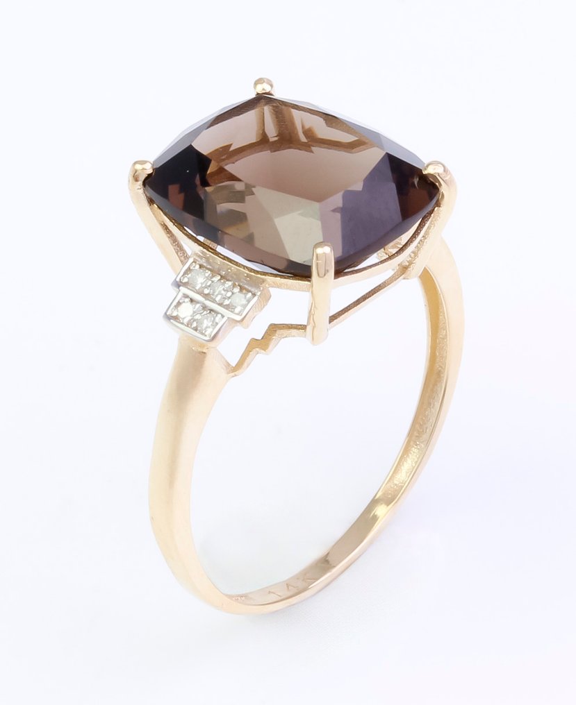 χωρίς τιμή ασφαλείας - Δαχτυλίδι - 14 καράτια Κίτρινο χρυσό Τοπάζιο - Διαμάντι #3.2