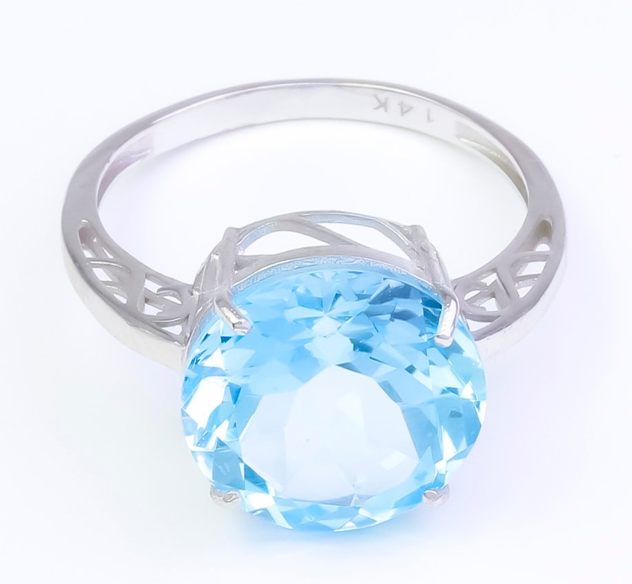 Ingen mindstepris - Ring - 14 karat Hvidguld Topas #3.2