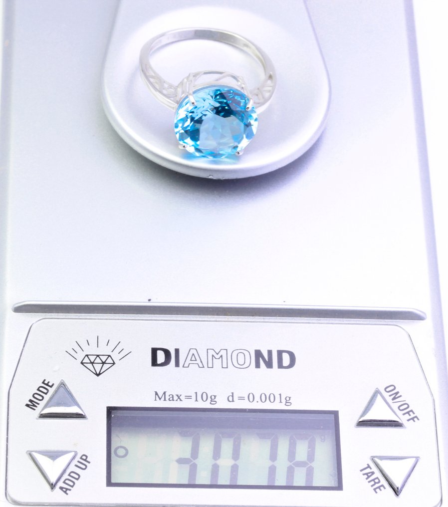 Ingen mindstepris - Ring - 14 karat Hvidguld Topas #2.1