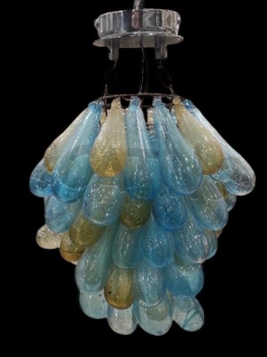 Πολυέλαιος - Murano soffiato, μείγμα χρωμάτων μπλε και άμβρα. #1.0