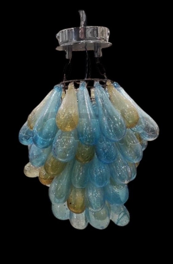 Πολυέλαιος - Murano soffiato, μείγμα χρωμάτων μπλε και άμβρα. #2.1