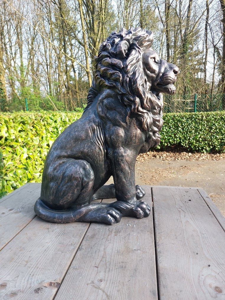 Statuie, garden statue in bronze color of lion - 60 cm - polystone MPO #2.1
