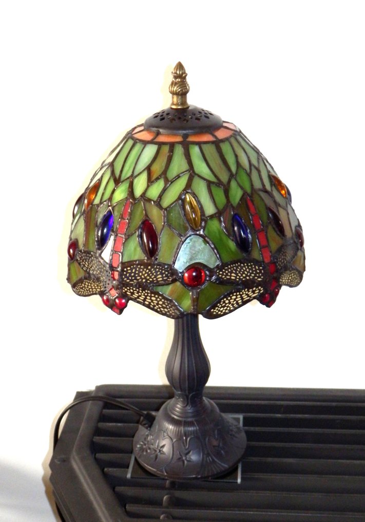 Fraaie Tiffany style tafellamp Groen- Geel in Art Nouveau stijl - 灯具 - 彩色玻璃 - 蒂芙尼风格台灯 #1.0