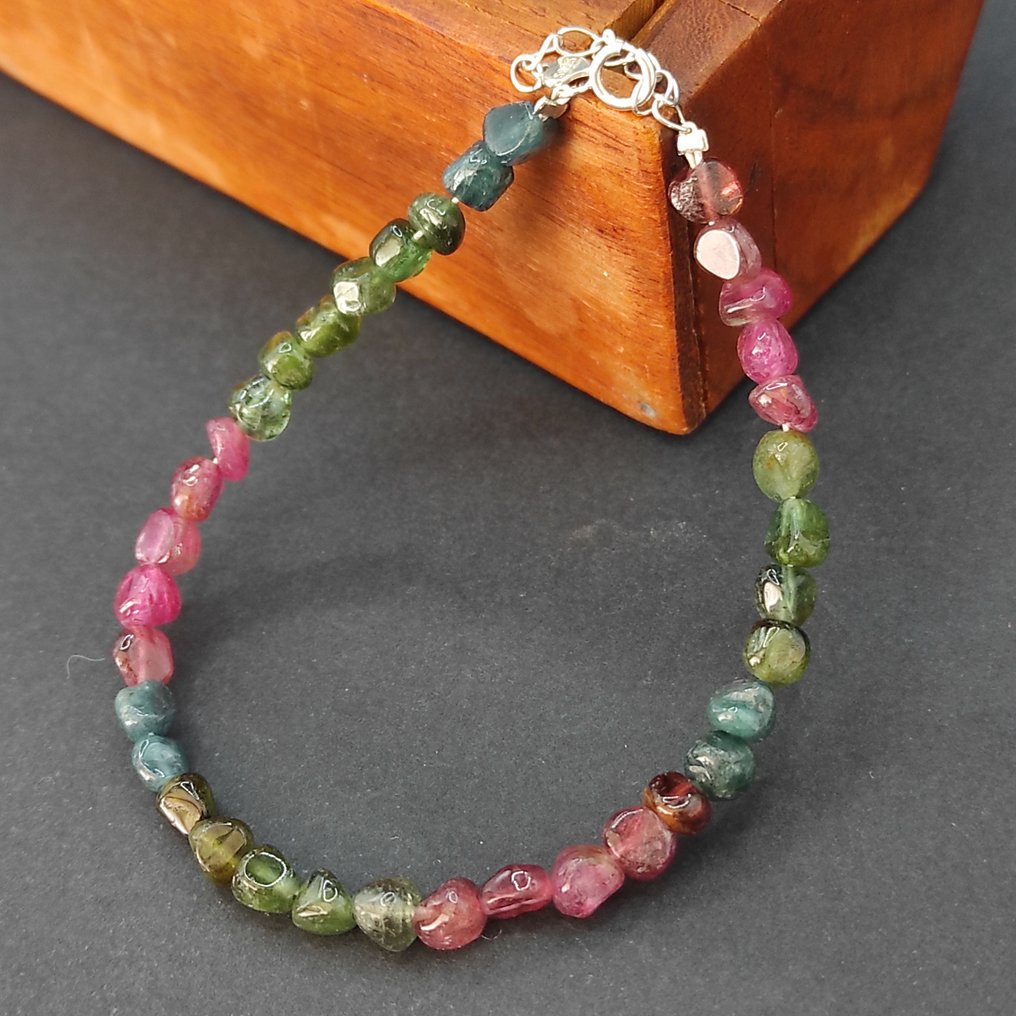 Tourmaline Brățară argint 925 - Înălțime: 3 mm - Lățime: 3 mm- 5.35 g - (1) #1.0