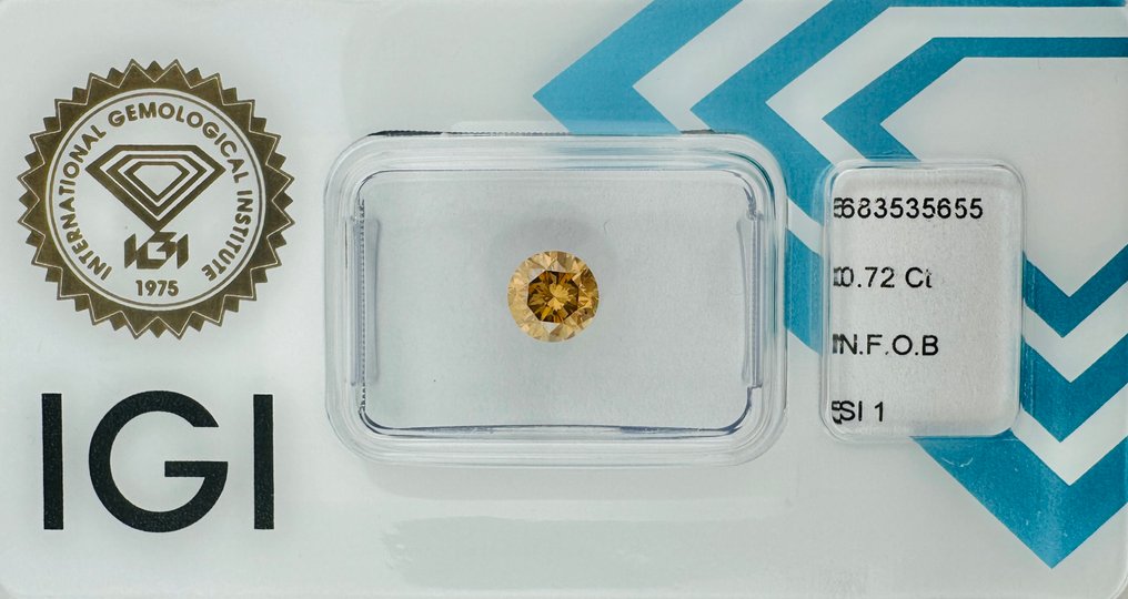 1 pcs Διαμάντι (Φυσικού χρώματος) - 0.72 ct - Στρογγυλό - Fancy Απαλό πορτοκαλί Καφέ - SI1 - International Gemological Institute (IGI) - φυσικό #2.1