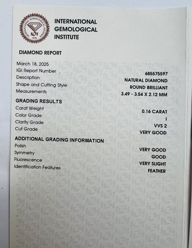 没有保留价 - 2 pcs 钻石  (天然)  - 0.35 ct - 圆形 - I, J - VVS2 极轻微内含二级, VS2 轻微内含二级 - 国际宝石研究院（IGI） - 一对 #2.1