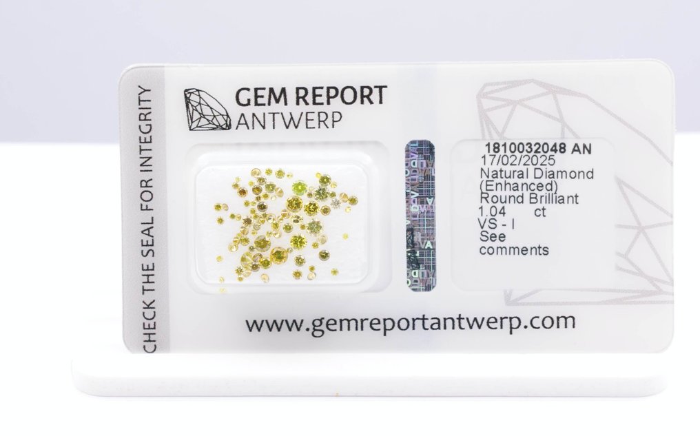 85 pcs Diamond  (Colour-treated)  - 1.04 ct - Round - VS1, I1 - Gem Report Antwerp (GRA) #1.0
