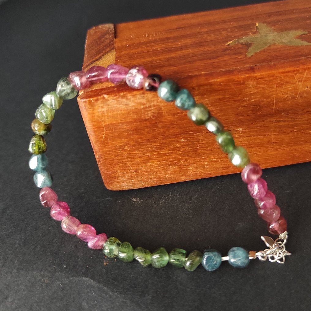 Tourmaline Brățară argint 925 - Înălțime: 3 mm - Lățime: 3 mm- 5.35 g - (1) #1.0