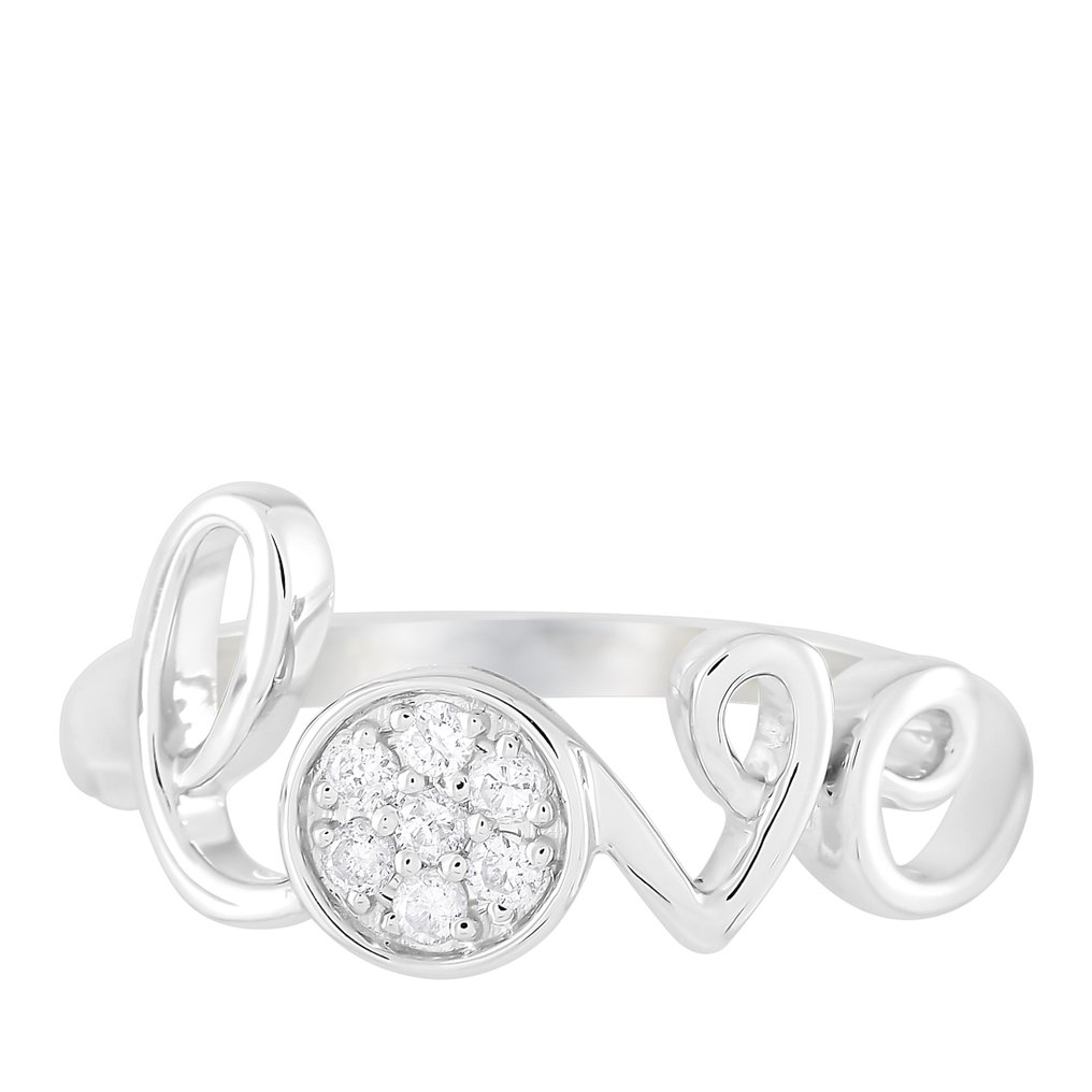 戒指 - 14 克拉 白金 -  0.10ct. tw. 鉆石 (天然)  #1.0