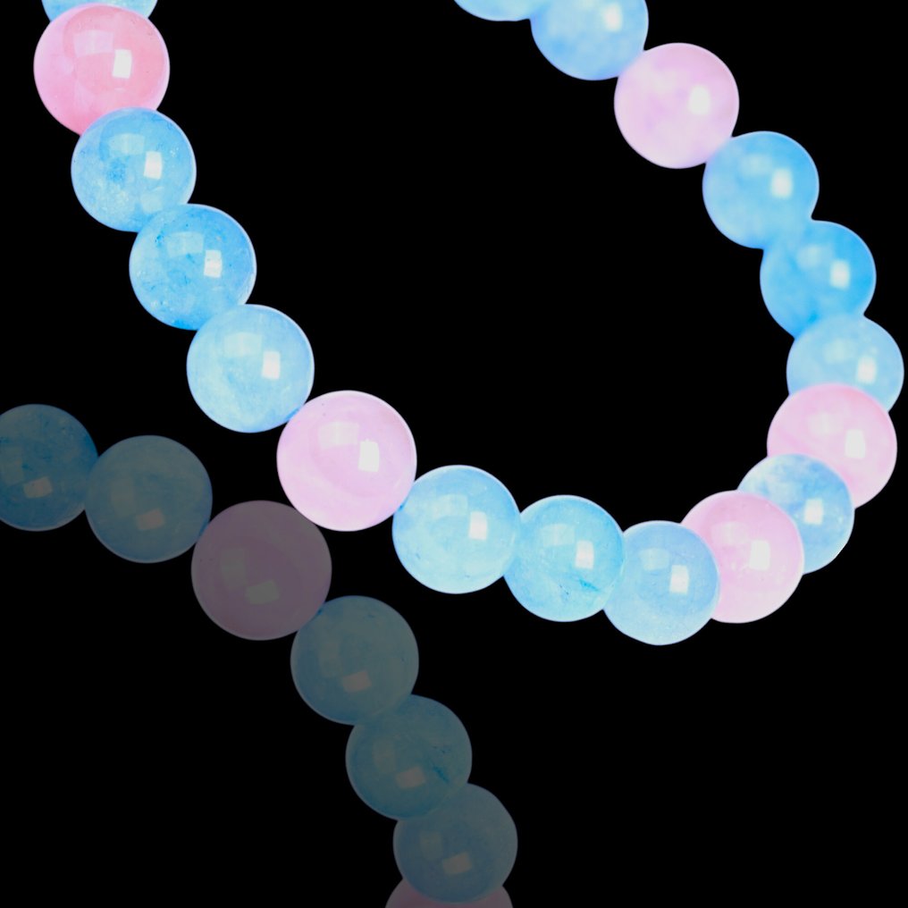 Βραχιόλι σε Ακουαμαρίνα και Ροζ Χαλαζία – Σφαίρες 9 mm - Ύψος: 198 mm - Πλάτος: 9 mm- 20 g #4.3