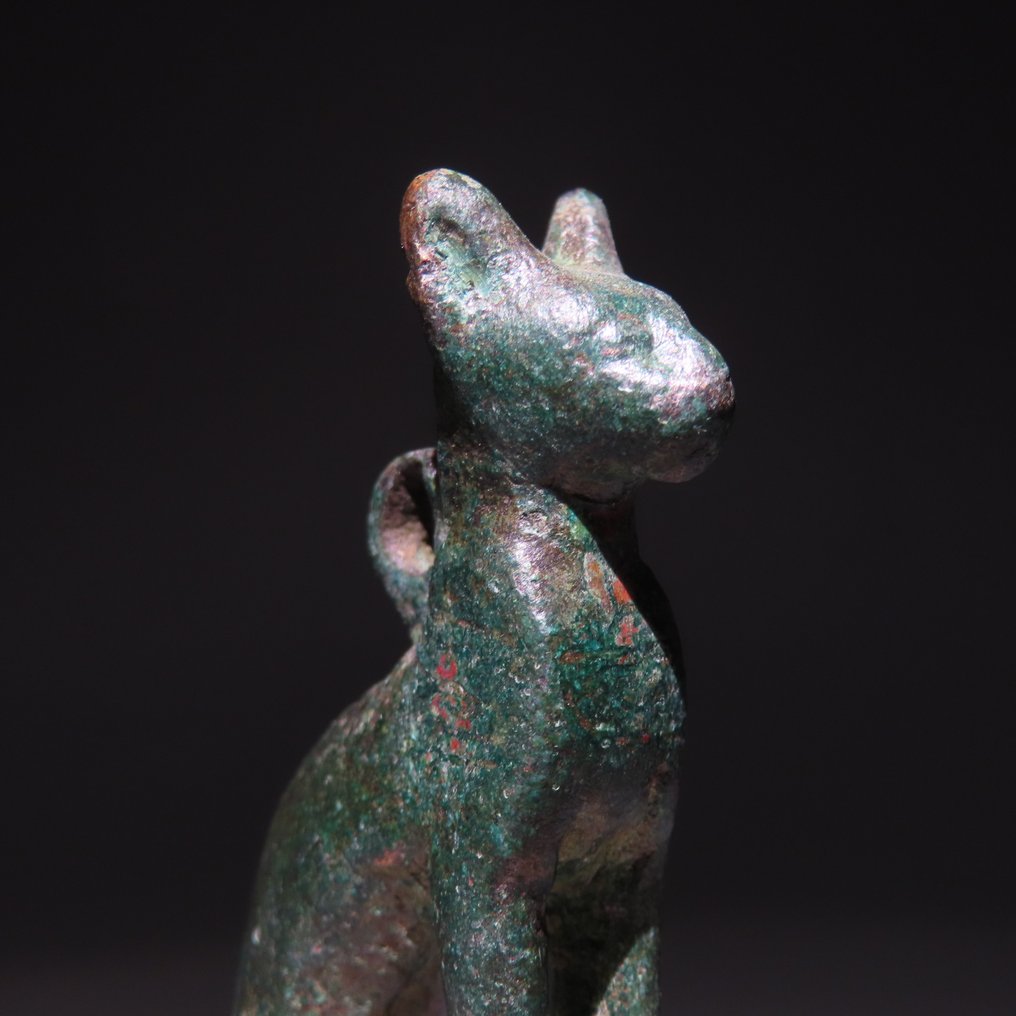 Ancient Egyptian Bronze Goddess Bastet Figure. 9,5 cm H. Late Period, 664 – 332 B.C. #2.1
