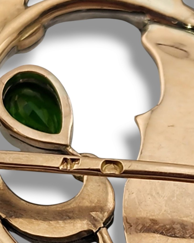 Rintaneula - 14 kt. Keltakulta, Keisarillinen venäläinen aikakausi, kulta, emali ja timanttipeacock-rintaneula ennen vuotta 1917 - 2.20ct. tw. Timantti (Luonnollinen) #4.3