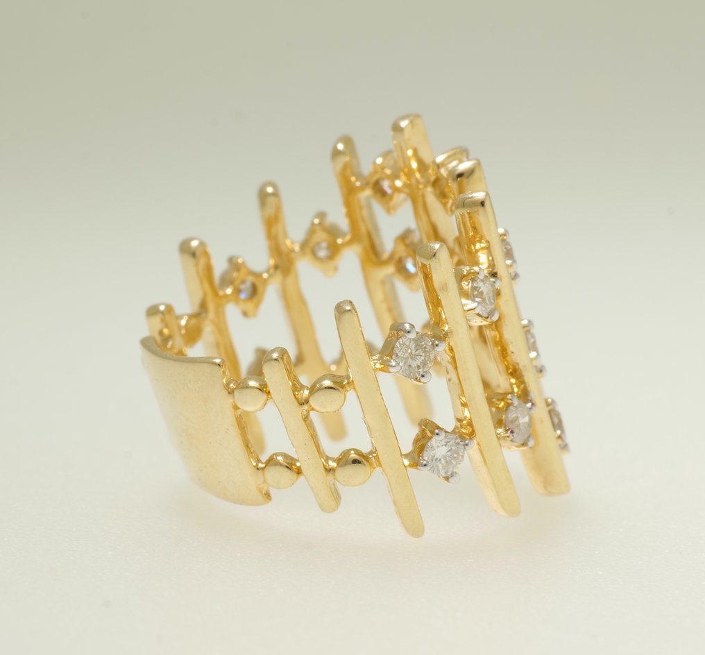Statement δαχτυλίδι - 14 καράτια Κίτρινο χρυσό - 0.97ct. tw. Διαμάντι (Φυσικό) - Δαχτυλίδι κοκτέιλ γάμου #2.1