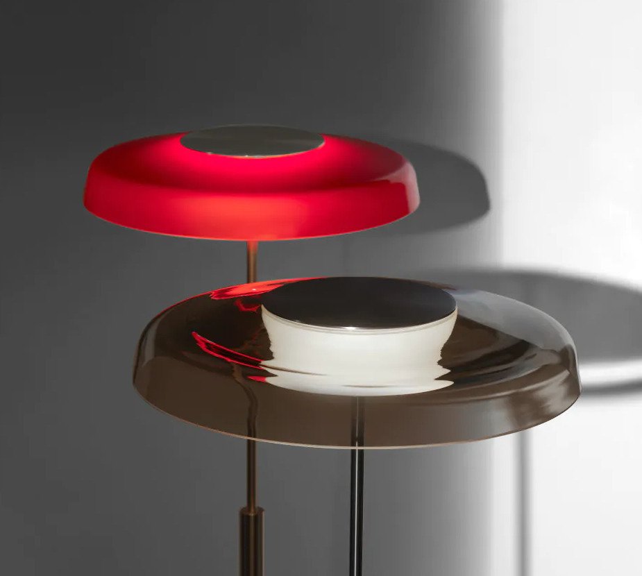 Oluce - Angeletti & Ruzza - Jalkalamppu - Dora - Metalli, Lasi - Valitse väri #3.2