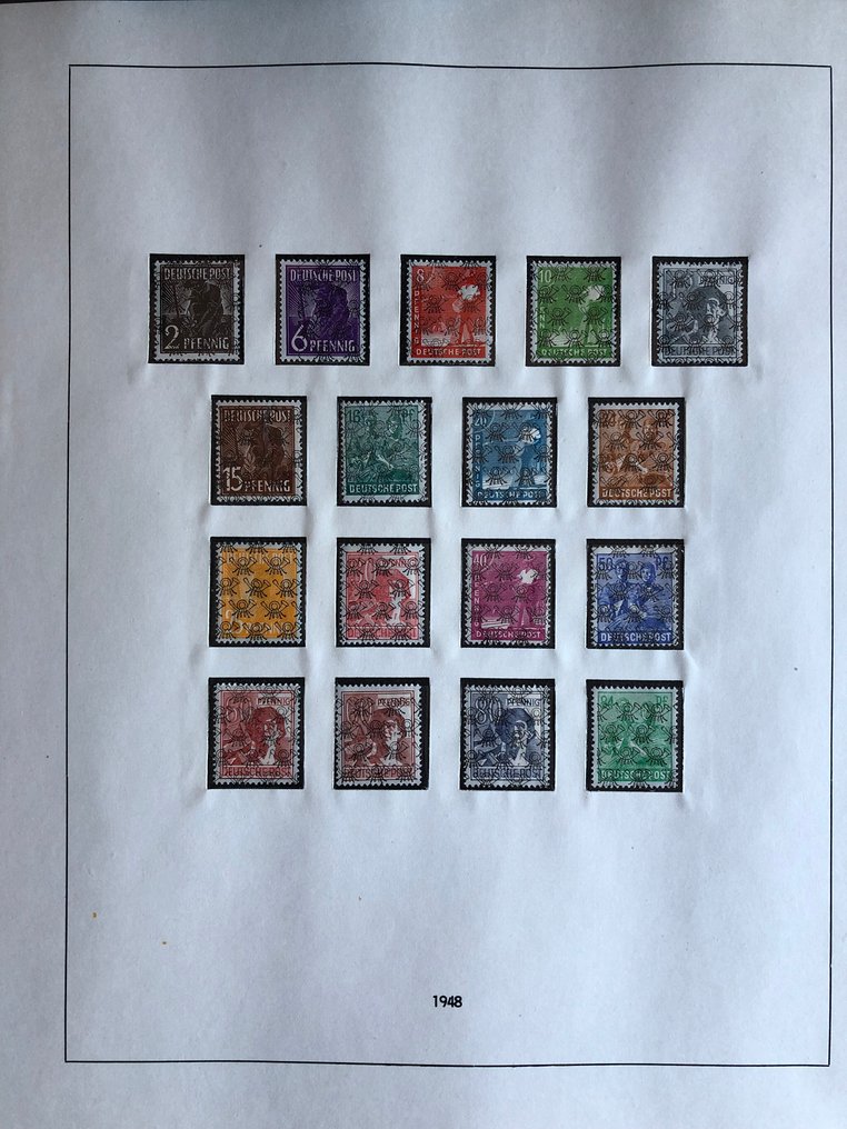 Συμμαχική Κατοχή - Γερμανία (Αμερικανική και βρετανική ζώνη) 1945/1948 - Νέα συλλογή με κυρίως πλήρεις εκδόσεις συμπεριλαμβανομένων των AM-Post, εκτύπωση τόμου με φωτεινές - Bauten mit Markwerten #4.3